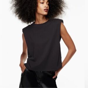 Black Crew Neck Sleeveless Muscle Tee